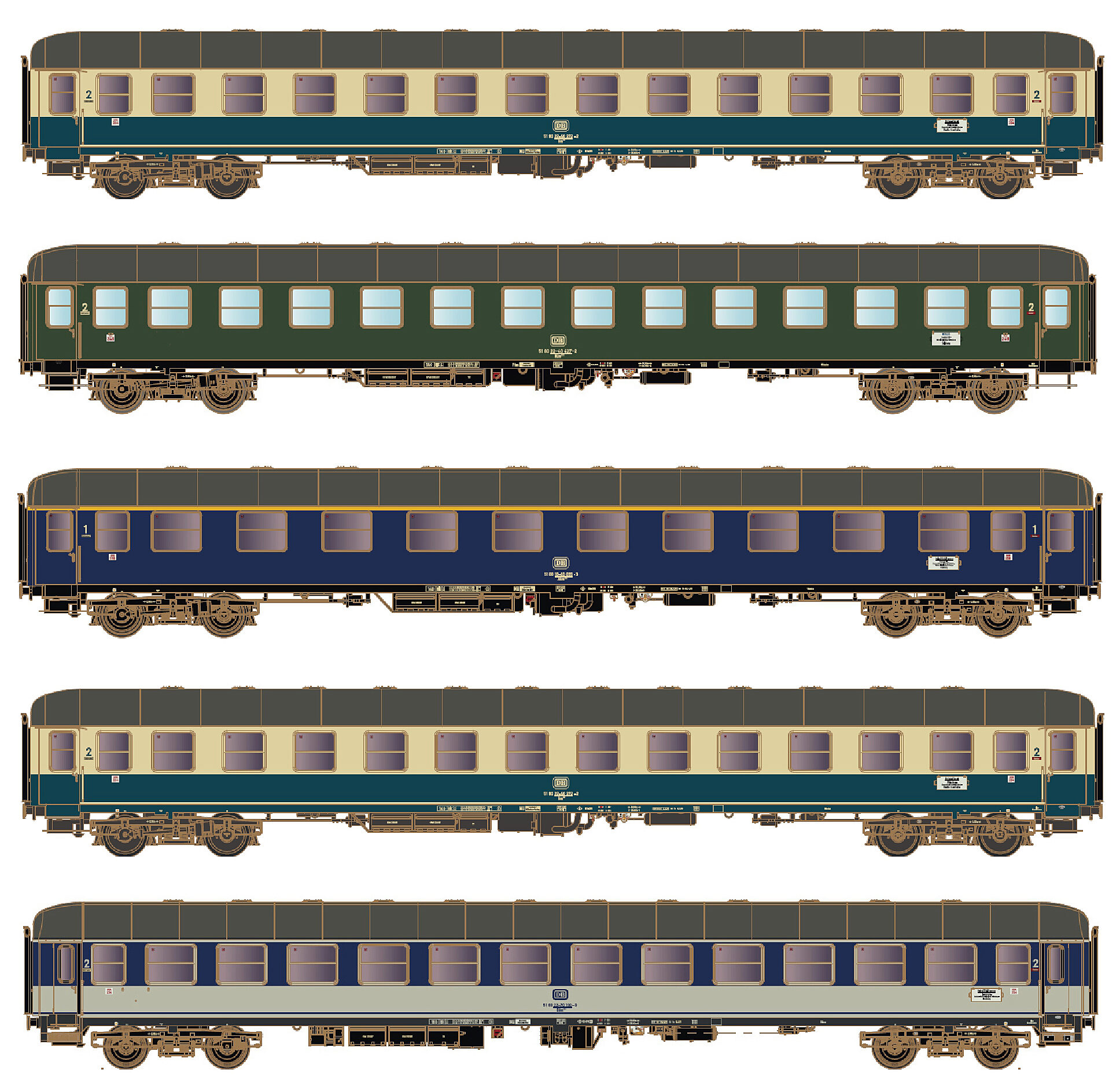 Hobbytrain H43049 5er Set Personenwagen DB, Ep.IVa, D 912, AC